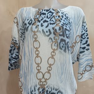 Gucci-inspired animal print Knit Top (Baby Blue)