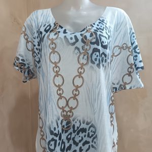 Gucci-inspired animal print Knit Top (Baby Blue)