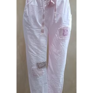 Italian Jogger pants -soft pink /textured patch details