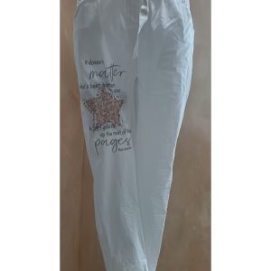 Italian Jogger pants -White /Star