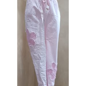 Italian Jogger pants -soft pink/crochet