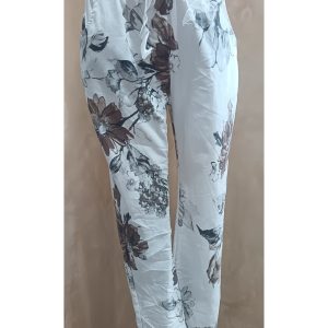 Italian Jogger pants -White/floral