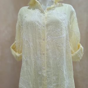 Soft Pastel Yellow Embroidered Shirt