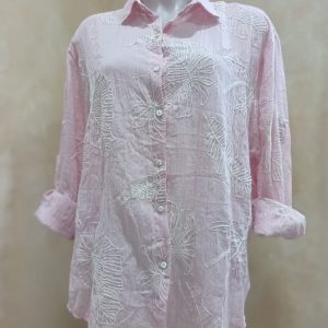 Dusty Rose Pink Embroidered Shirt