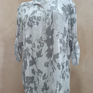 Grey & Beige Floral Tunic-100% Viscose