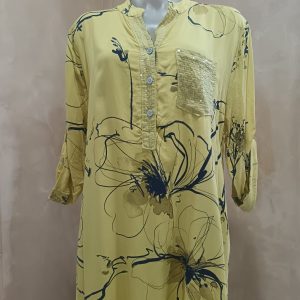 Lemon Yellow Floral Tunic -100 % Viscose