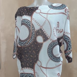 Versace-inspired printed Knit Top (Chocolate Brown)