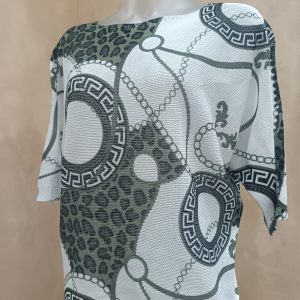 Versace-inspired printed Knit Top (Sage Green)