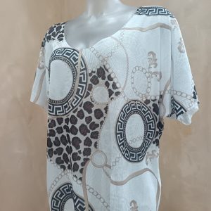 Versace-inspired printed Knit Top (Beige/brown)