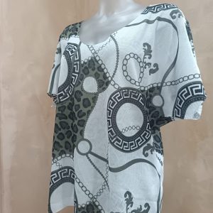 Versace-inspired printed Knit Top (Sage green)