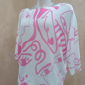 Picasso- Inspired Pink & White knit