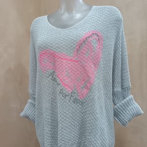Grey Heart Cotton knit