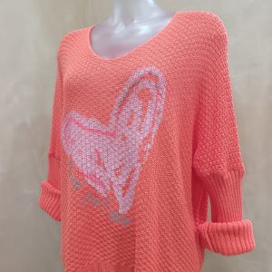 Coral Heart Cotton knit