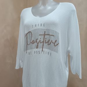Classic White "Think Positive "Knit Top