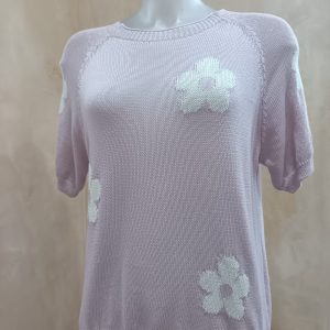 Dusty pink & Beige daisy print cotton knit