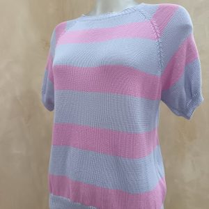 Lilac & Pink striped Cotton Knit Top
